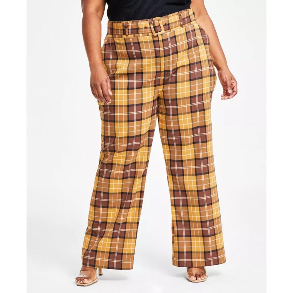 NINA PARKER Macy's Plus Size High-Rise Plaid Wide-Leg Pants, NWT! Size 20W